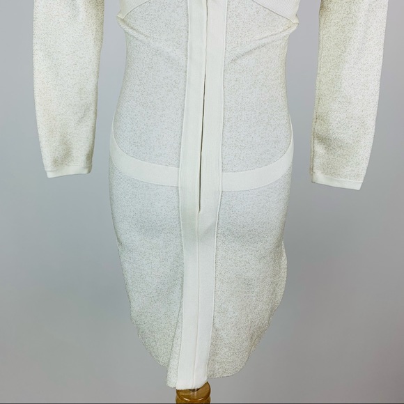 BEBE Cream Metallic Bodycon Mini Dress Small - Picture 13 of 13